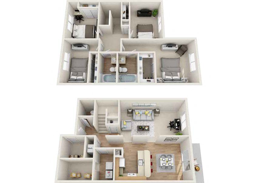4 Bedroom, 2.5 Bath - 1,456 Square Feet - Sagamore Hill Floor Plan